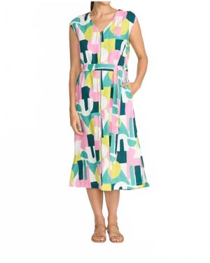 Foil You Little Zipper Dress - Blue
