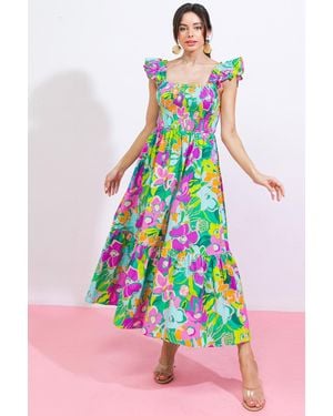 TRUEDAMES Love Haze Woven Midi Dress - Pink