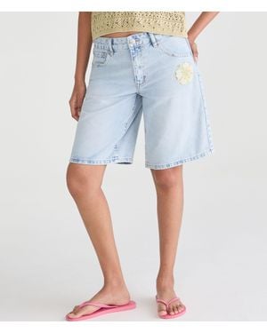 Aéropostale Low-Rise Baggy Denim Jorts - Blue