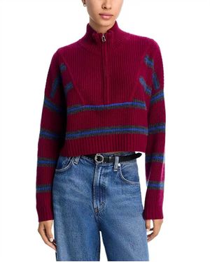 STAUD Cropped Hampton Sweater - Red