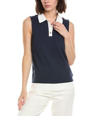 Stella Parker Tippi Contrast Collar Sleeveless Polo Shirt - Blue