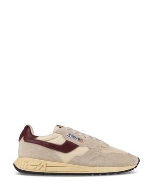 Autry Low-Top Sneakers With Suede And Mesh Textures - Natural
