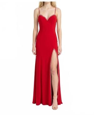 Mori Lee High Slit Sweetheart Dress - Red