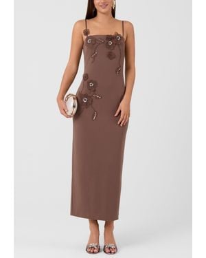 Rachel Roy Aurea Embellished Midi Dress - Brown