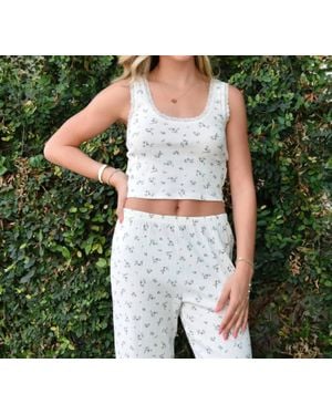 8apart Hayes Floral Pointelle Lace Trim Cami - White