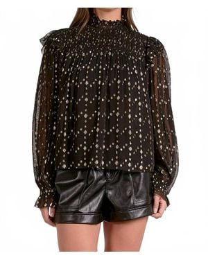 Elan Long Sleeve Mockneck Top - Black