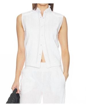 Bobi Pintuck Sleeveless Top - White