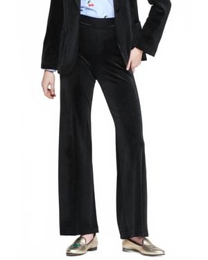 Vilagallo Velvet Wide Leg Pull-On Pants - Black