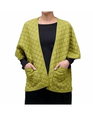 cut-loose Quilted Parachute Shawl Cardigan - Green