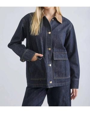 Blu Pepper Oversize Corduroy Collar Shirt Jacket - Blue
