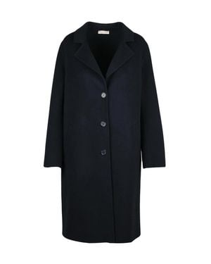 Purotatto Short Coat With Notched Collar And Button Closure - Blue