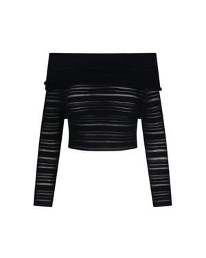 ANDREADAMO Striped Crop Top - Black