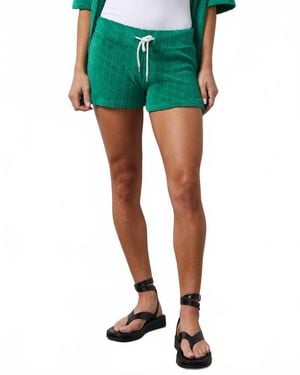 Monrow Diamond Terry Cloth Vintage Short - Green