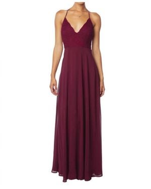 Bill Levkoff Corded Lace Crisscross Chiffon Bridesmaid Dress - Purple