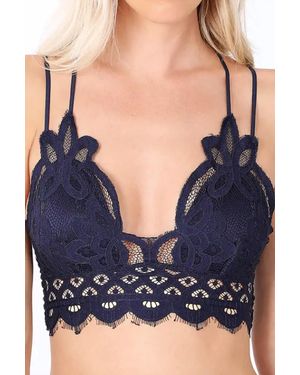 anemone-designer Crochet Lace Bralette With Bra Pads - Blue