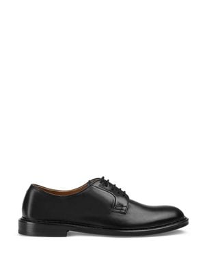 Doucal's Polished Calf Leather Derby Shoes With Lace-Up Design - Black