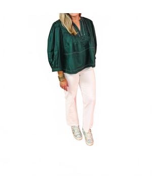 Risen Cropped Denim Jean - Green