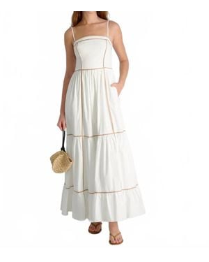 French Connection Cambria Cotton Contrast Trim Maxi Dress - White
