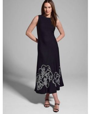 NIC+ZOE Evelina Embroidered Knit Twirl Dress - Black