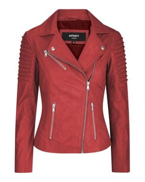 TruClothing Slim Fitted Soft Leather Biker Jacket - Red