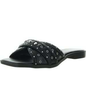 BCBGeneration Lucca Studded Faux Leather Slide Sandals - Black