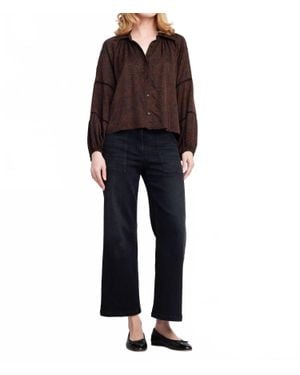 Self Contrast Hadley Ladder Sleeve Blouse - Blue