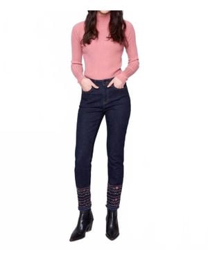 Charlie b Embroidered Hem Jeans - Blue