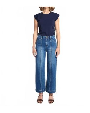 Letter to Juliet Paola Wide Leg With Seam Lines Jeans - Blue