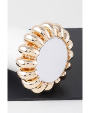 Fashnzfab Shiny Multi Hoop Beaded Bracelet - Gray