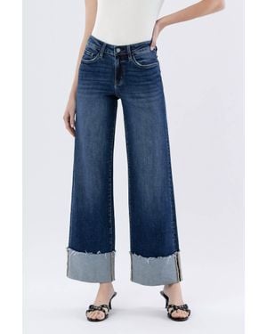 LOVERVET High Rise Cuffed Wide Leg Jeans - Blue