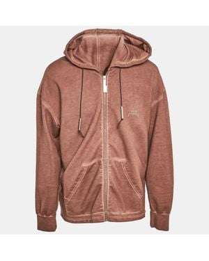 A_COLD_WALL* A Cold Wall Washed Cotton Knit Zip-Up Hooded Jacket - Brown