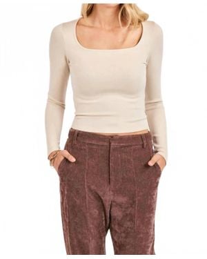 Sadie & Sage Square Neck Long Sleeve Top - Red