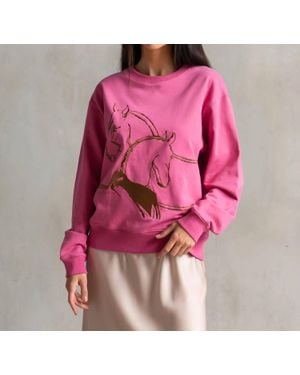 Care Tucker 90's Baggy Embroidered Sweatshirt - Pink