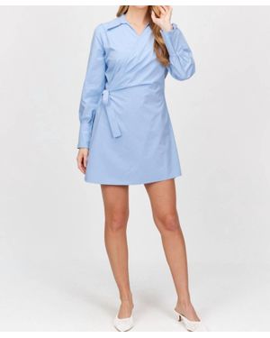 Before You Collection Mid-Weight Poplin Wrap Shirt Dress - Blue