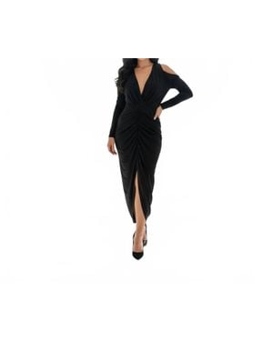 Donna Karan Long Sleeve Midi Dress - Black