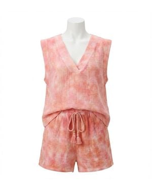 Faherty Dune Cotton Gauze Sleeveless Popover Top - Pink