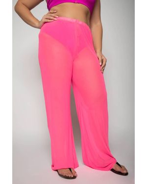 GOOD AMERICAN Mesh Wide Pants - Pink