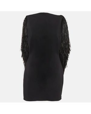 David Koma Jersey Textured Fringed Mini Dress - Black