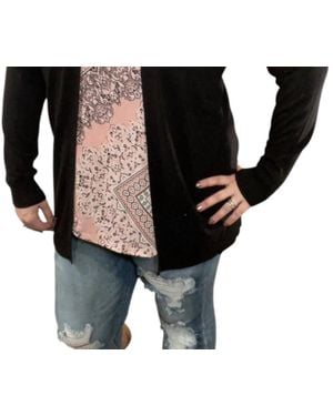 Eesome Ribbed Open Front Cardigan - Black