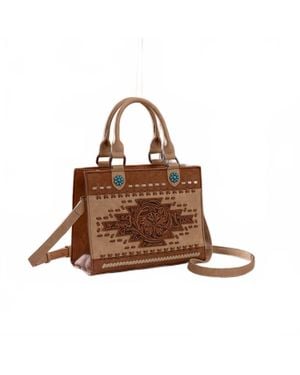 Montana West Western Tooled Aztec Tote - Brown