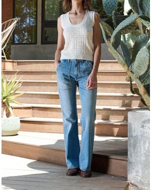 NSF Valeria Crochet Sweater Tank - White