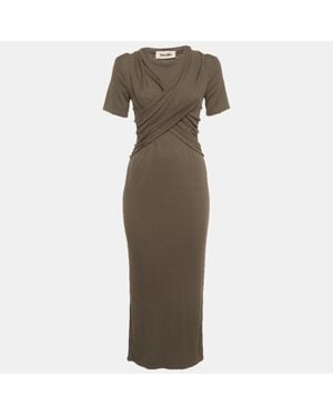 Nanushka Jersey Belted Jannet Midi Dress - Natural