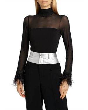 Cinq À Sept Feather Trim Shantel Top - Black