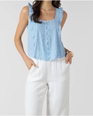 Dex Pintuck Ruffle Tank Top - Blue