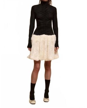 Promesa Two-Tone With Ruched Bodice Bubble Mini Dress - Black