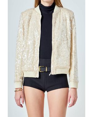 Endless Rose Sequins Bomber Jacket - Blue