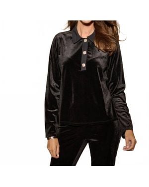 Jude Connally Colby Stretch Velvet Top - Black