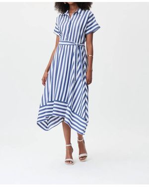 Joseph Ribkoff Collared Striped Dress - Blue