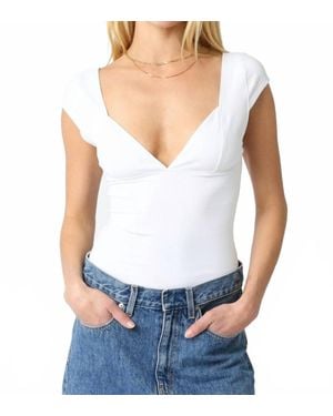 Olivaceous Mollie Y2K Slim Fit Stretch Cotton Top - White