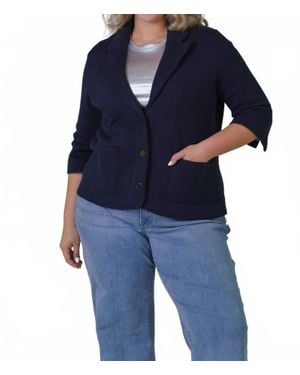 Minnie Rose Cotton Blend Shrunken Blazer - Blue
